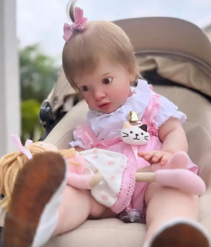 26'' Huge Size Reborn Pippa Unassembled Doll Parts 3D Pained Skin with Rooted Hair Cloth Body and Eyes DIY Doll Kit