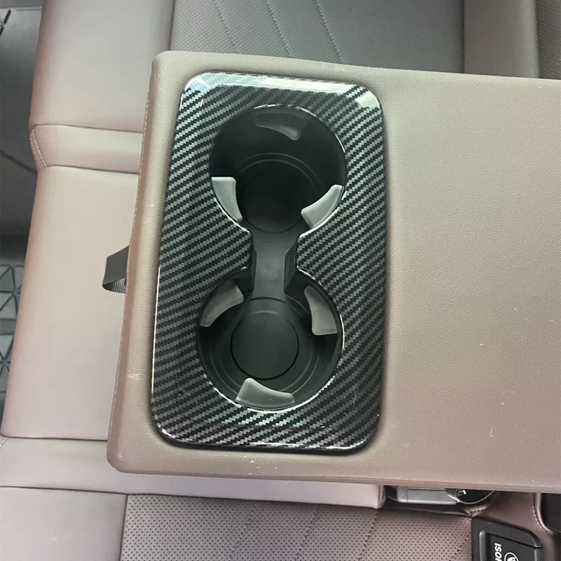 Rear Seat Water Cup Holder Cover Decoration Frame Trim For BMW X1 U11 2023 2024 Interior Parts Accessories ABS Carbon Fiber