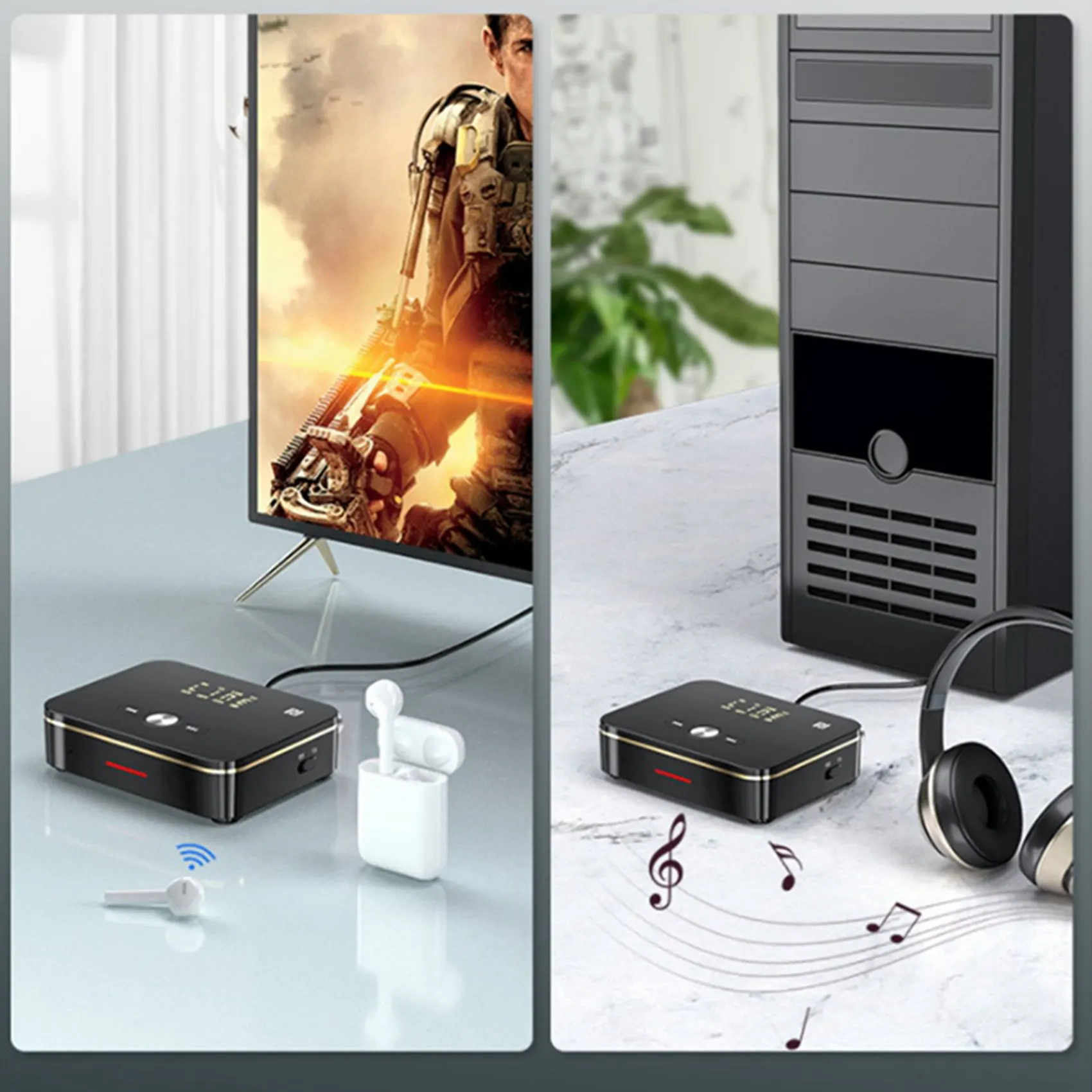 Hot-M8 Bluetooth 5.0 Ricevitore audio RCA Trasmettitore APTXLL Adattatore wireless musicale AUX da 3,5 mm con microfono NFC per altoparlanti TV per auto