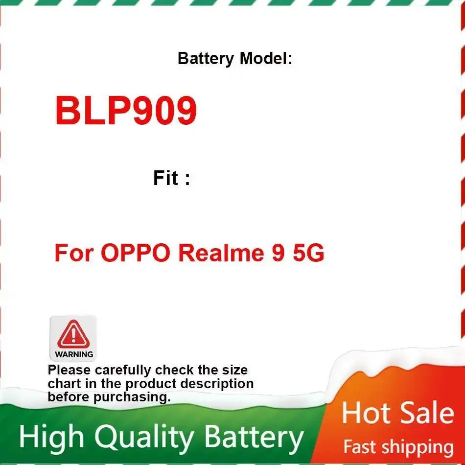 

Mobile Phone Battery For Oppo Realme 9 5G BLP909 Rapid Charging 5000Mah