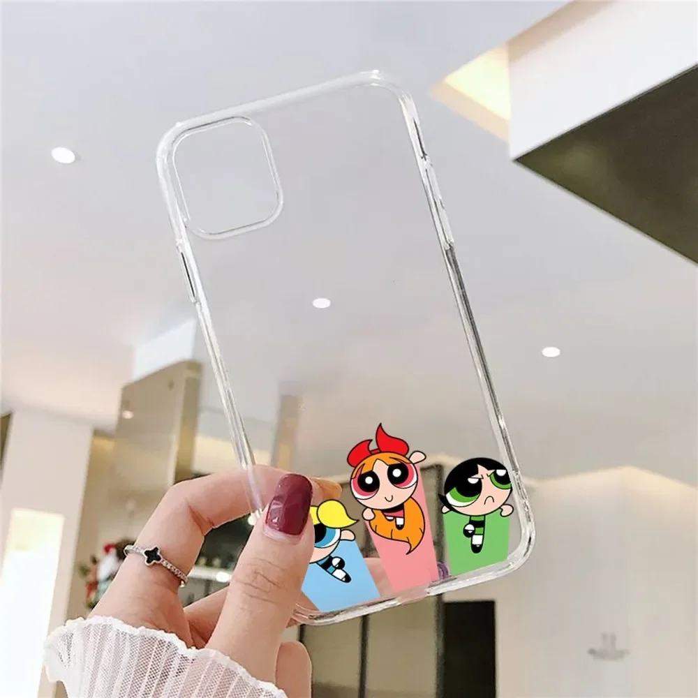 Power-puff-Cute -Girls Phone Case For Iphone 15 11 13 14 Pro Max 7 8 Plus X Xr Xs Max Se2020 12mini Transparent Cover