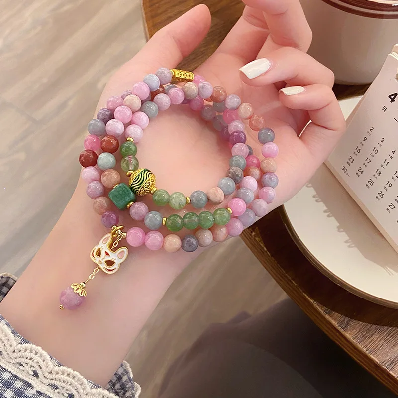 

Style Macaron Color Three- Antique Fox Mask Multi-Circle Han Chinese Clothing Accessories Beaded Bracelet