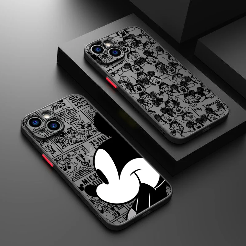 Mickey Minnie Mouse Disney For Apple iPhone 15 14 13 12 Mini 11 XS XR X 8 7 Pro Max Plus TPU Frosted Translucent Phone Case