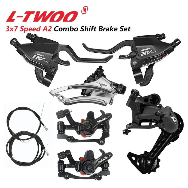 LTWOO A2 3X7 Speed Combo Shifter Disc Brake Groupset with Brake line/cable Conjoined DIP Bicycle Derailleur for MTB Bike