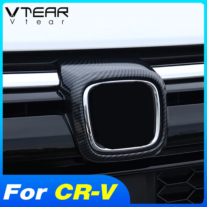 Vtear Car Front Grill Logo Trim Cover Chrome Front Bumper Grilles Brand Frame Sticker Exterior Accessory For Honda CR-V CRV 2021