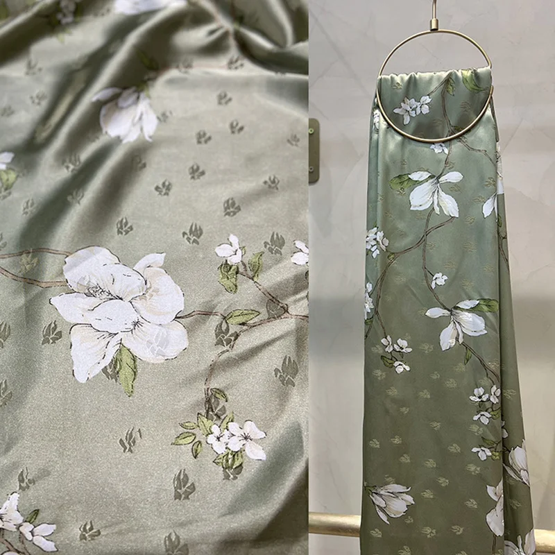 South Korean Silk Jacquard Fabric Printed Daffodil Fabric 90g Women's Cool Smooth Camisole Cheongsam Fabrics