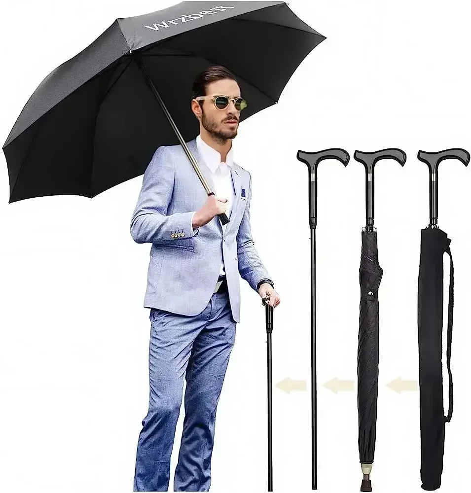 Sunday High Quality Male Non-slip Walking Stick Male Windproof Long Handle Rain Gear Men Creative Cane Climbing Umbrella