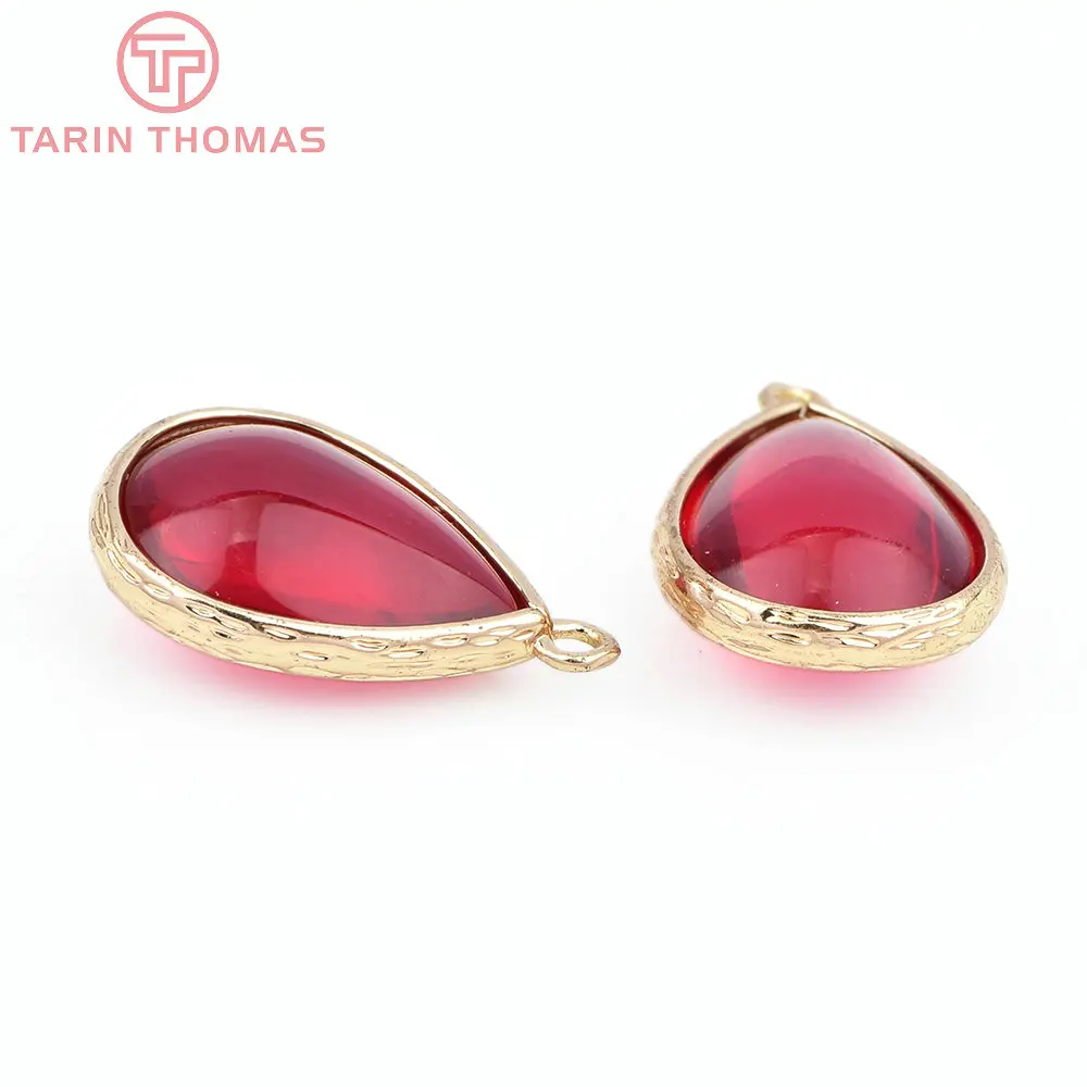 (4122)10PCS 22x14MM 24K Champagner Gold Farbe Messing und Glas Tear Drop Form Charms Anhänger Diy schmuck Erkenntnisse Zubehör – Detail 31