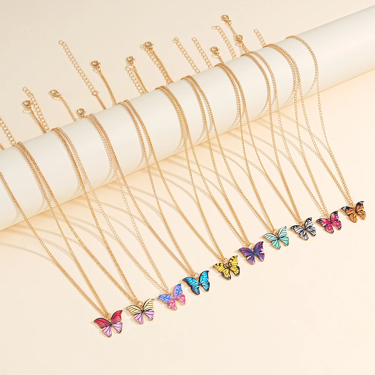 10 Pcs Fashion Butterfly Necklaces For Women Boho Vintage Colorful Simple Pendant Choker Chain 2024 New Jewelry Gifts Wholesale