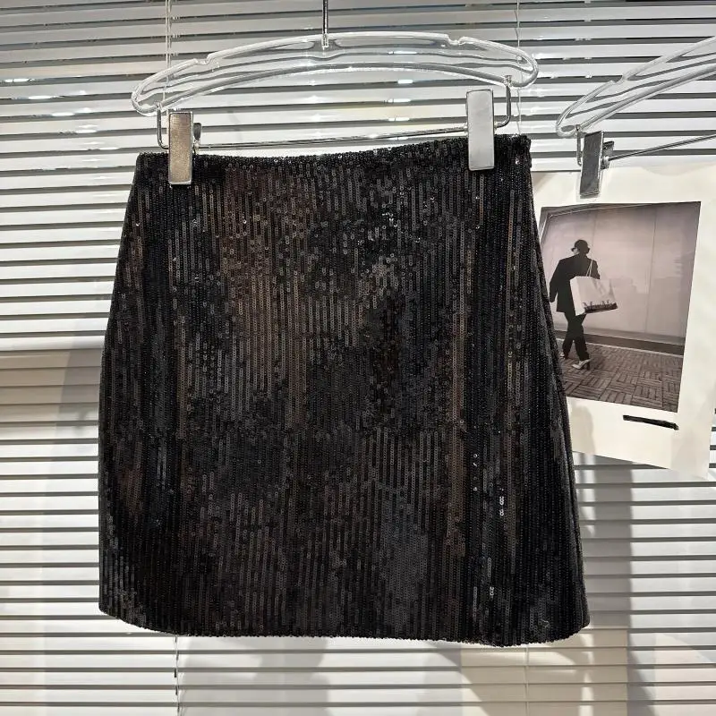 Gonna con paillettes ini Gonna aderente da donna Faion ow con spalle scoperte Gonna scintillante e luminosa di lusso Sle ort