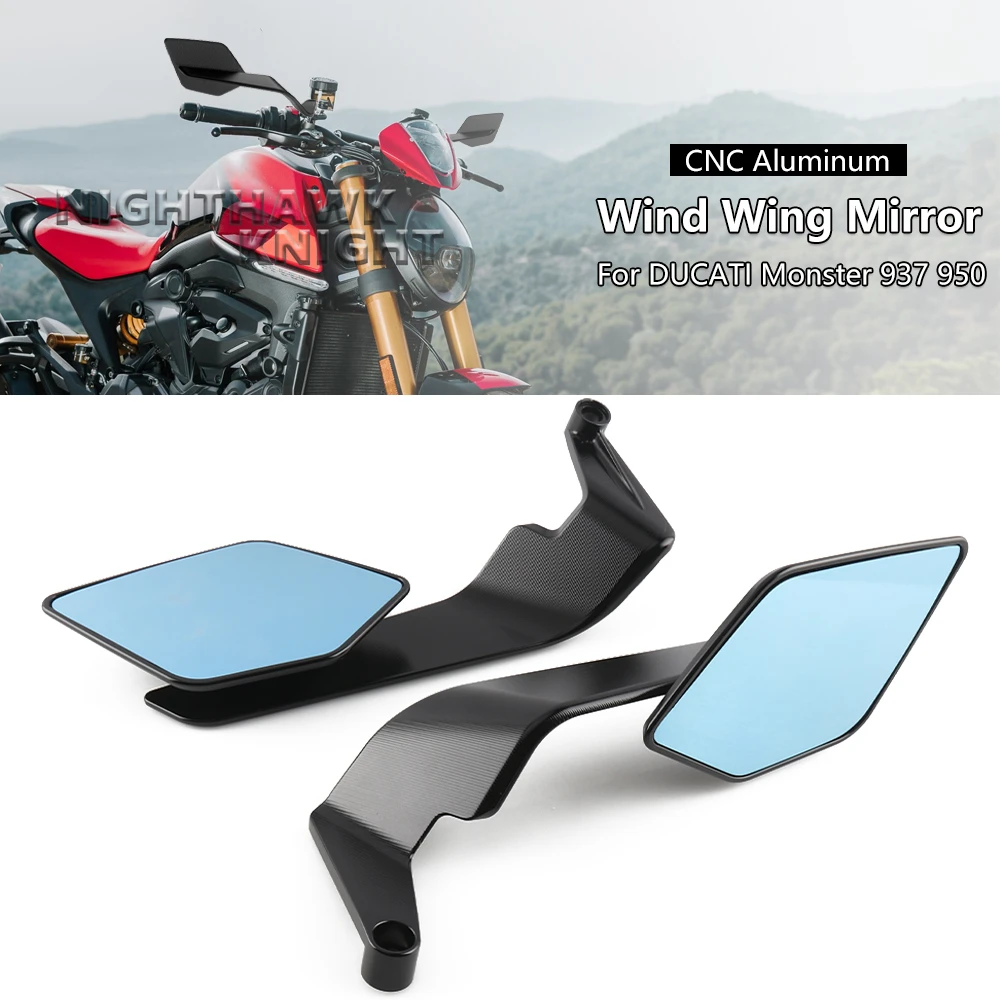 For DUCATI Monster SP 937 950 Plus 2021 2022 2023 2024 Motorcycle Rearview CNC Aluminum Mirror Wind Wing Wide Angle Mirror