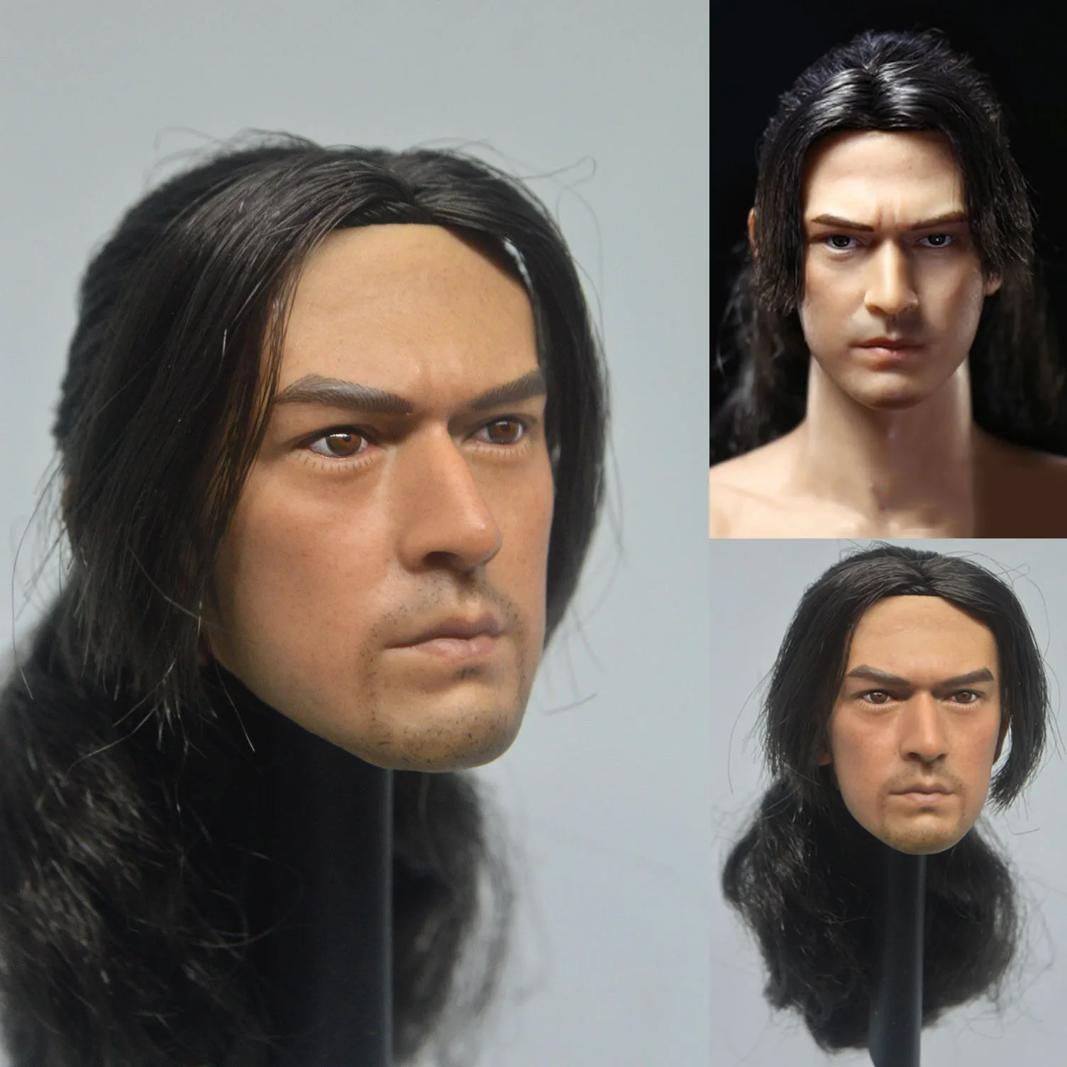 

High Quality 1/6 Takeshi Kaneshiro Male Head Sculpt Carving with Long Hair Fit 12" Action Figure Model Toy for Hobby Collection