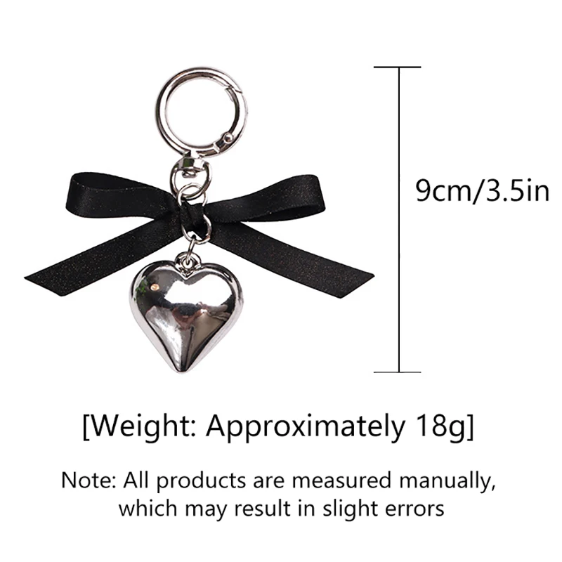 Y2k Retro Black Love Key Chain Sweet Cool Bowknot Headphone Case Pendant CCD Charms Car Key Ring Bag Decor Accessories