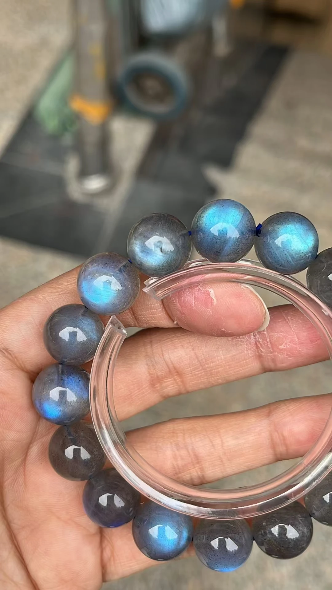 Natural Blue Labradorite Round Beads Bracelet 13.3mm Clear Beads Crystal Women Rainbow Labradorite Stone AAAAA