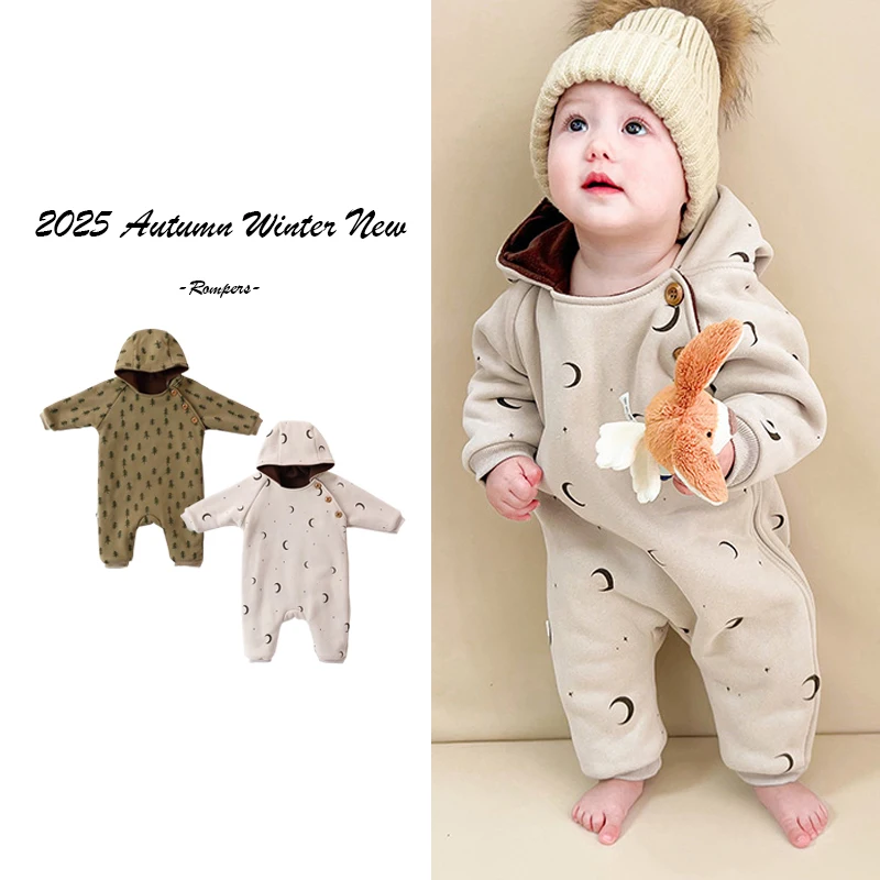 

2025 Winter New Baby Rompers High Beauty Embroidered Outerwear Side Zipper Design Convenient and Quick Baby Crawler Clothing
