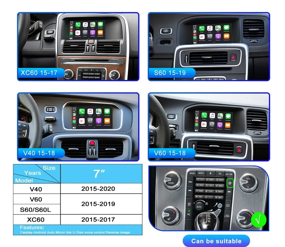 Wireless Apple Carplay Android Auto Decode For Volvo XC60 S60 V40 V60 XC70 XC90 S80 2011-2019 Airplay Car Play Accessories