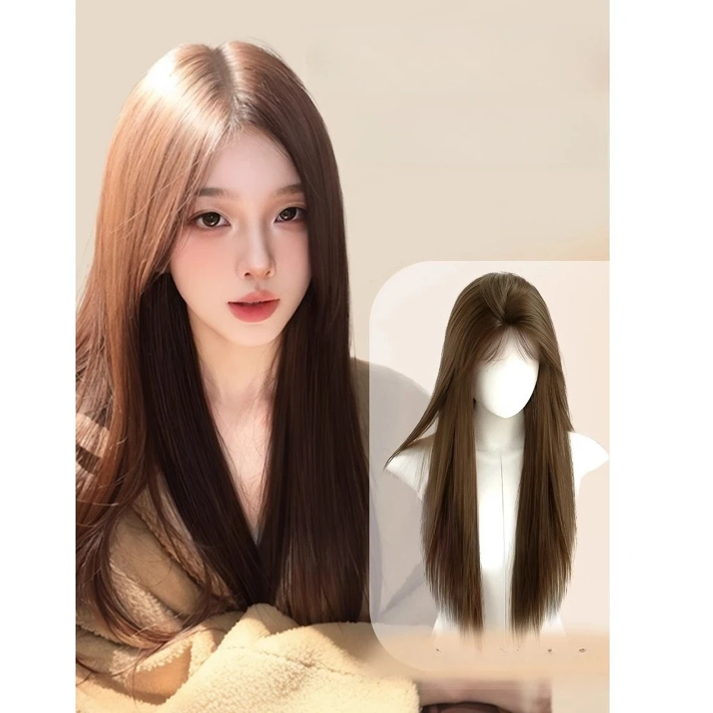 

Synthetic Wig [Winter Love Song] Full Head Wig Women, Center Parted Long Straight Hair with Lace Front Invisible Synthetic Hair