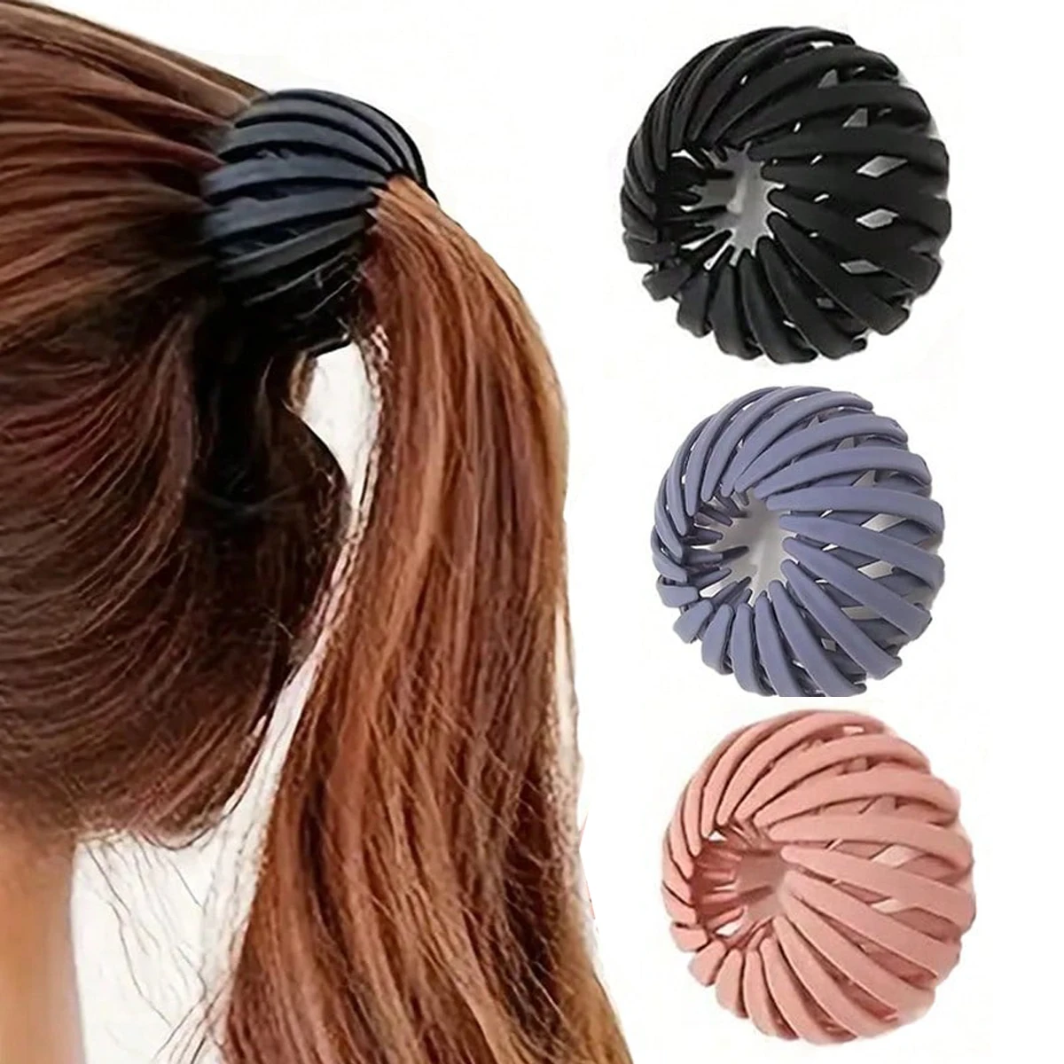 3 pezzi di fermagli per capelli a nido d'uccello con testa a sfera, forcine per capelli, clip per fissare la coda di cavallo alta, accessorio per capelli da donna, fermaglio per capelli._voghion.com