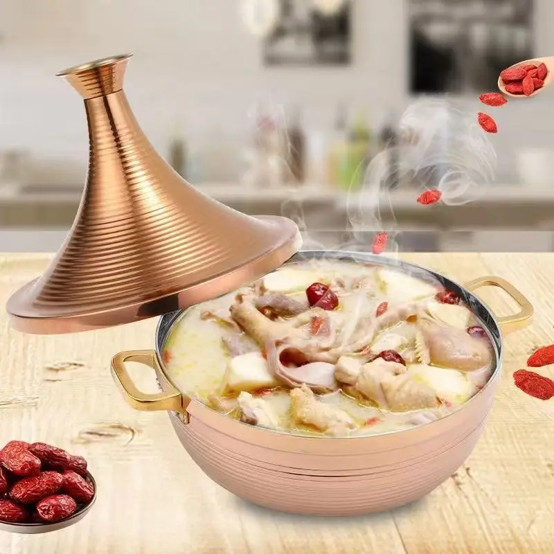 Stainless Steel Tagine Soup Pot Hot Pot Тажин Tajin Тажин Тажин Чегунный Садж Горшочек Для Запекания Чегунный Садж горшочек