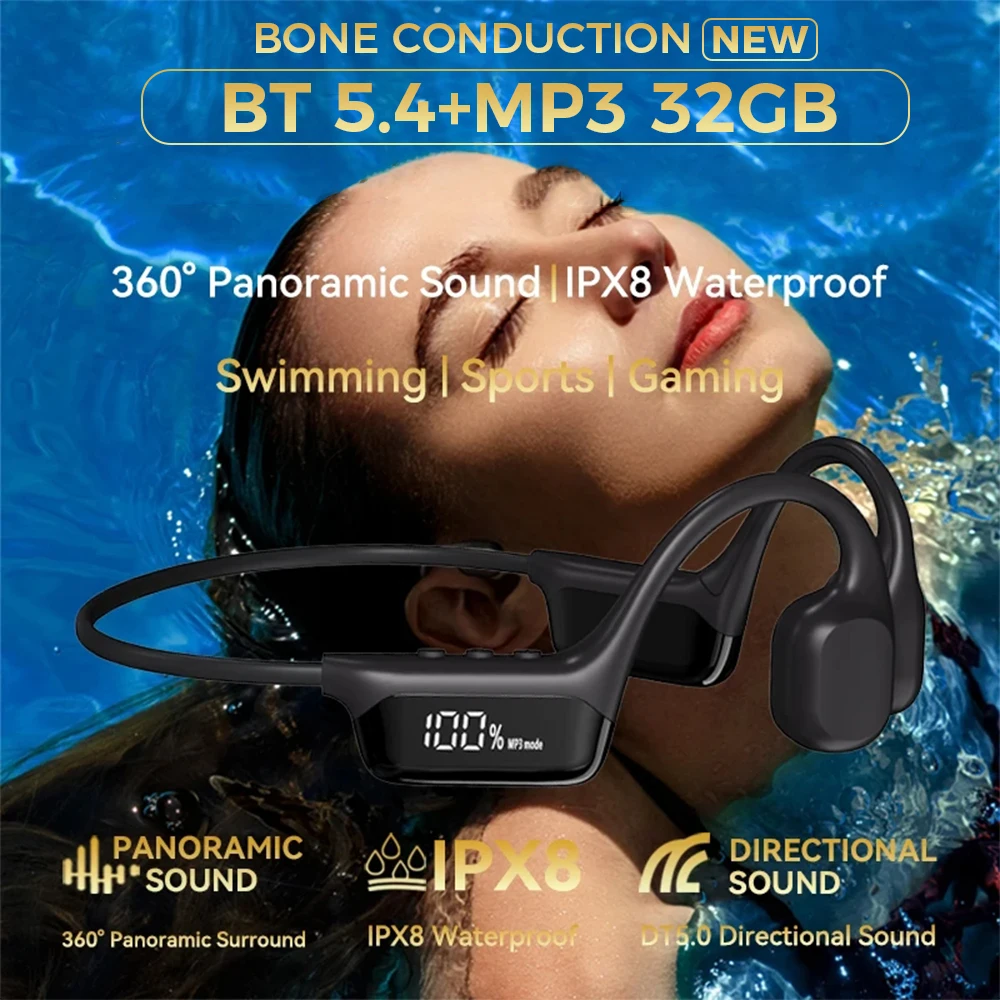 Xiaomi S10 IPX8 Waterproof Swimming Conduction Headphone Bluetooth 5.4 Bass Wireless Headset MP3 Player Sport Fitness Earphone