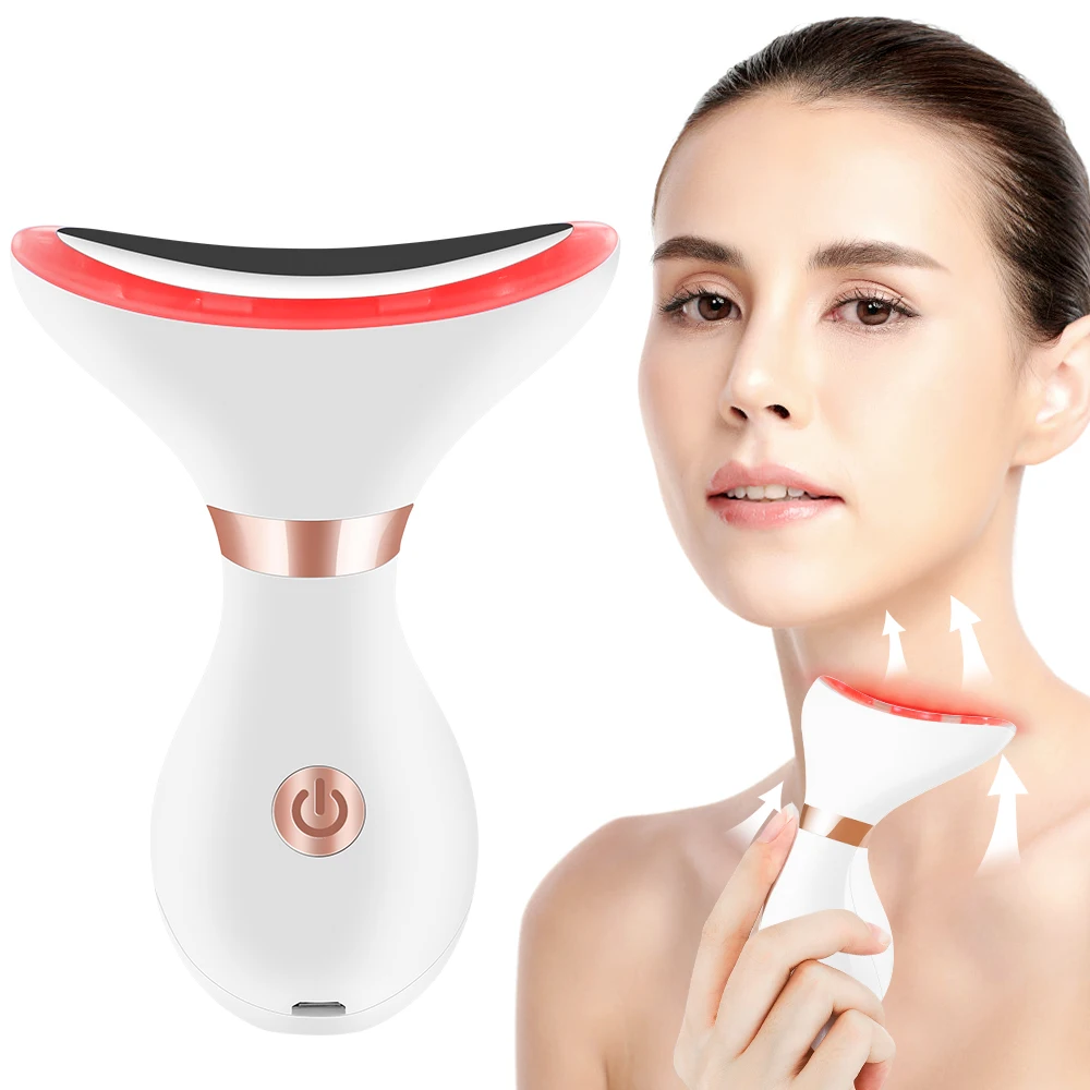 Neck Facial Lifting Device 3 color Skin Tightening Anti Wrinkle EMS Microcurrent Face Massager Hot Compress Deep Cleaning Tool