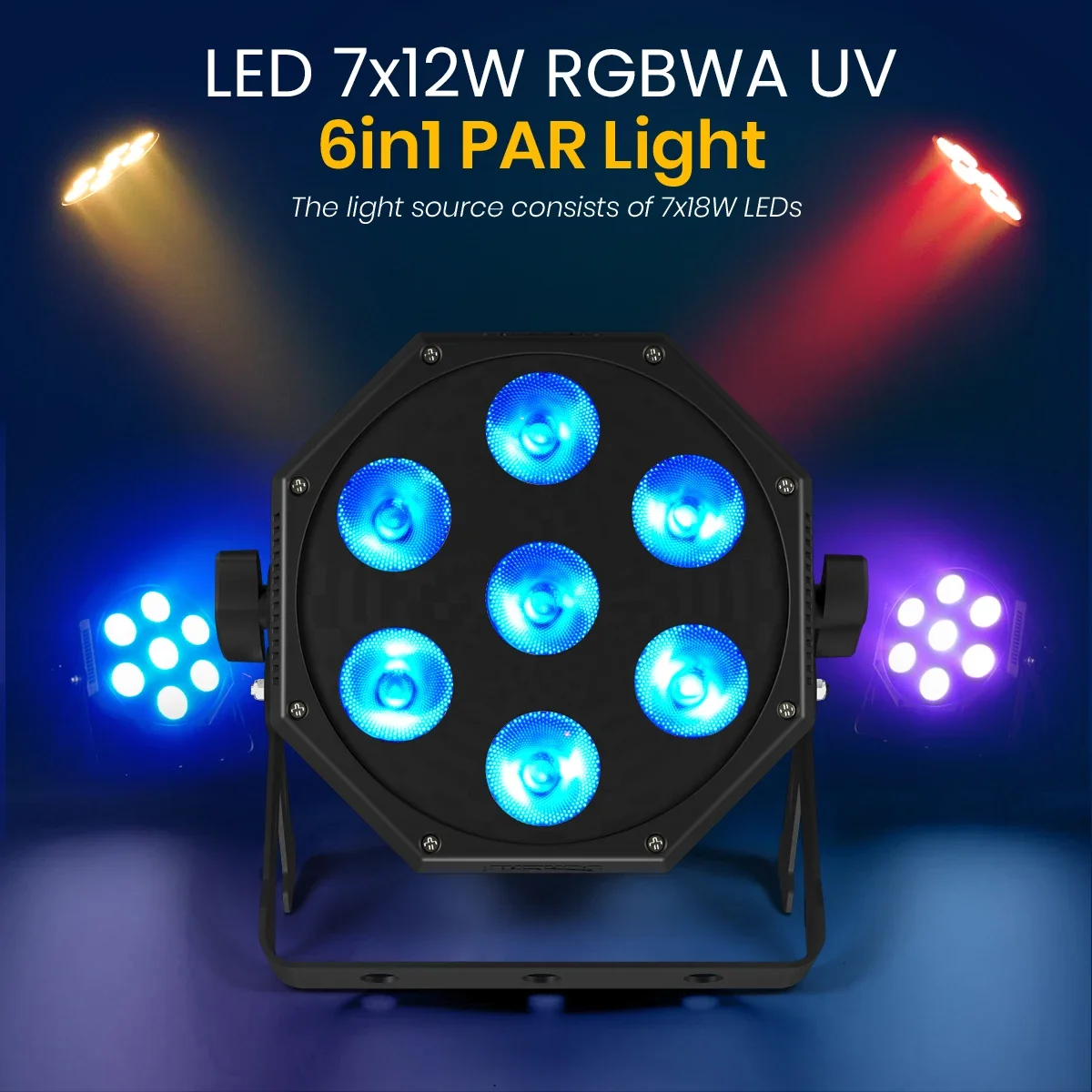 

CoralPar LED 7x12W RGBWA UV 6in1 PAR Light Mixed Color Customized Handbag Bars DJ Disco Stages Performances