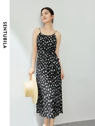 SENTUBILA Retro Elegant Floral Camisole Dress 2024 Summer Beach Style Solid Fashion Casual Sleeveless Midi Dresses 141L53823