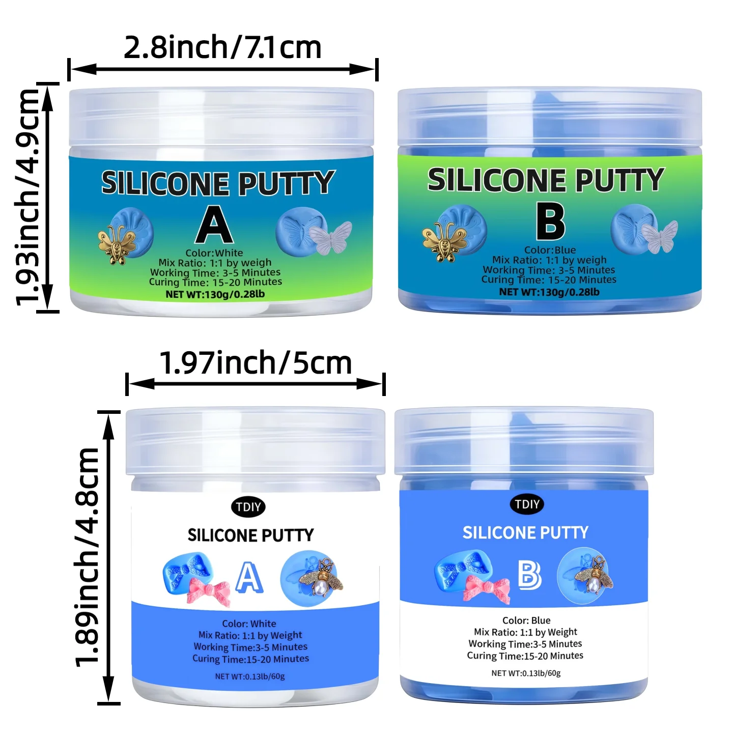[Non-Toxic Silicone Putty Kit]Non-Toxic Silicone Putty Kit for DIY Resin Casting, Epoxy, Wax, Crafts and Jewelry Making