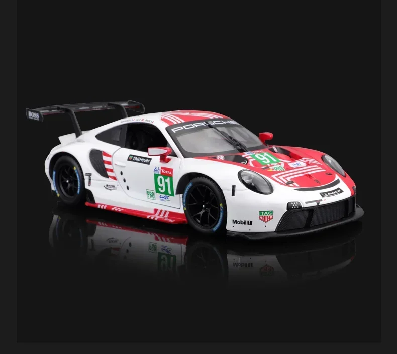 Bburago 1:43 Porsche 911 RSR Racing 24H Le Mans Race Car Toy Porsche 911 RSR LM 2020 Car Models Alloy Car Toys For Boy Gifts