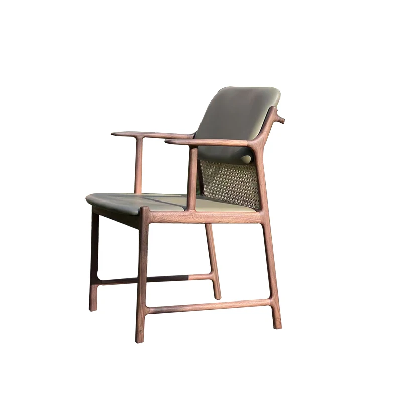 

New Chinese-style North American black walnut chair, Song-style aesthetic Zen dining chair solid wood furniture
