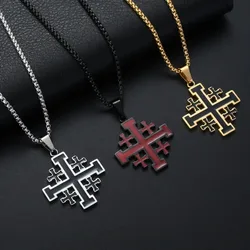 Fashion Cross Pendant JERUSALEM Necklaces for Men Stainless Steel Chain Religious Jewelry