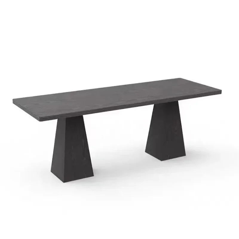 

Новый китайский черный обеденный стол из цельного дерева, стол из ясеня, большой прямоугольный верстак из бревна ваби, песчаного ветра