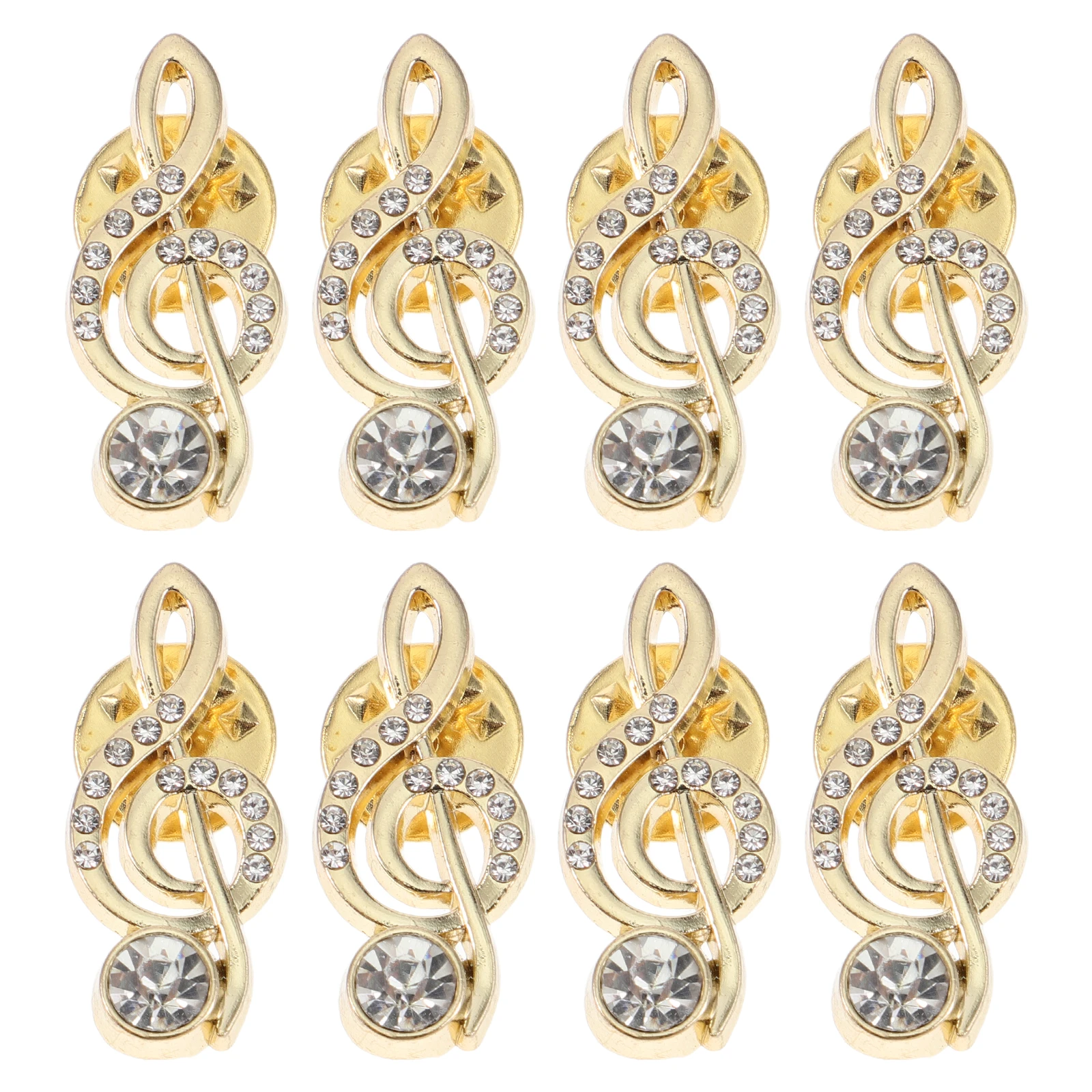

8pcs Music Note Pins Rhinestone Lapel Pin Korean Style Lightweight Scarf Suit Decorative Jewelry For Women Sparkling Note Brooch