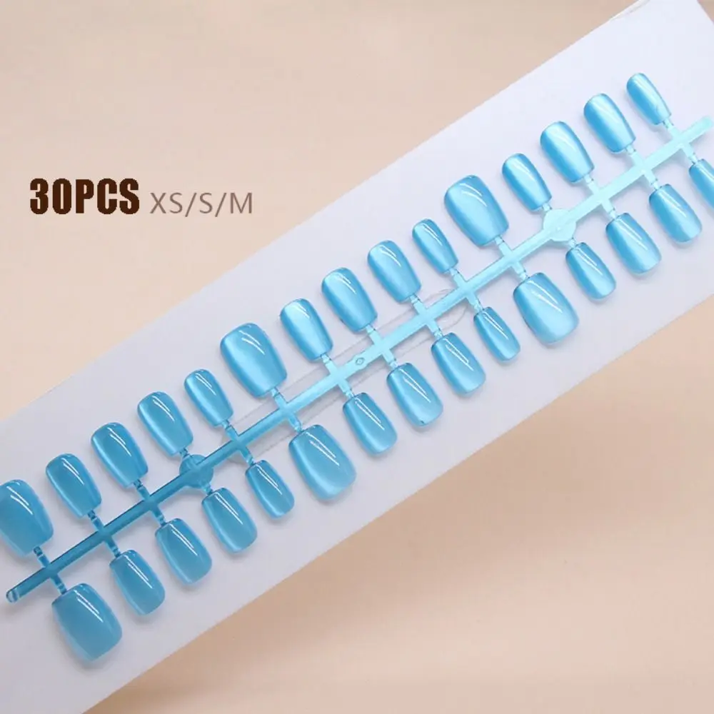 24 Uds nuevas uñas postizas cortas de bailarina brillante Rosa Azul falso Nials francés cubierta completa prensa en uñas DIY