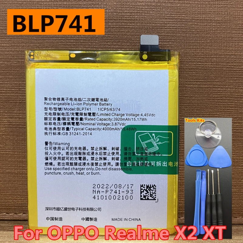 New 4000mAh BLP741 Battery for OPPO Realme X2 Pro/ Realme XT BLP749 BLP741 RMX1991 RMX1921 Mobile Phone