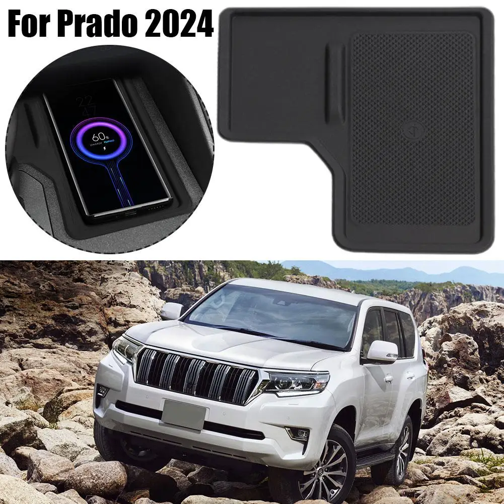 Center Console Wireless Charging Mat For Prado Lc250 2024 Anti-slip Black Silicone Pad Accessories F3k9