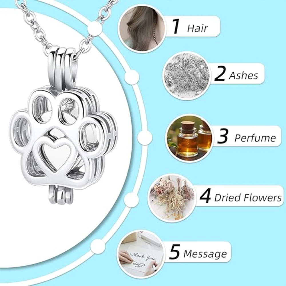 Pet Cremation Jewelry For Ashes For Dog/Cat Paw Urn Ashes Necklace for Women Men Mini Circle Vial Cremation Ash Pendant