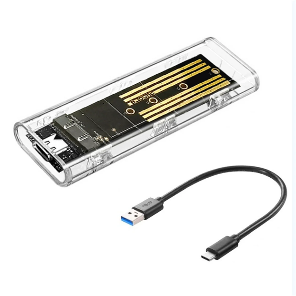 Casing M2 SSD M.2 NVME SSD, sarung Hard Disk transparan USB 3.1 tipe-c SSD portabel 5Gbps untuk PC