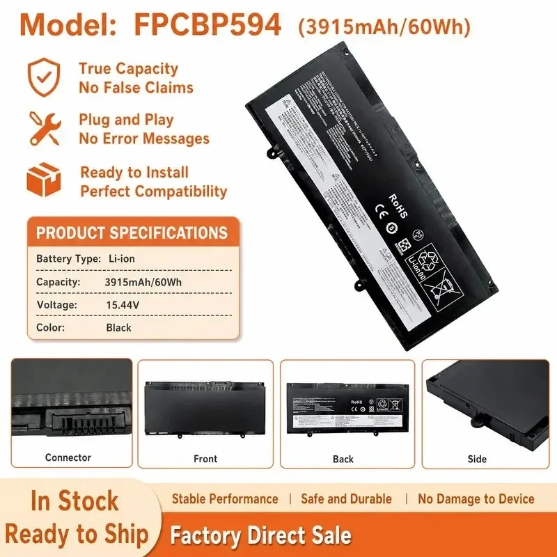 [NEW] 15.44V 60Wh Laptop Battery FPCBP594 FPB0363S FMVNBP256 for Fujitsu for LifeBook U7312 U7412 Notebook Battery