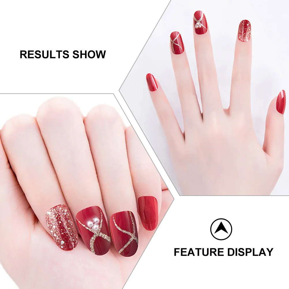 

24Pcs Full Cover False Nails Christmas Red Shiny Nail Art Tips Easy Stick on Lasting Wear Festive Nail Design Nails Tip