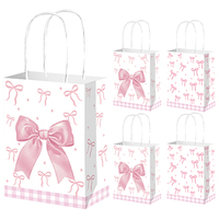 10/20/30pcs Pink Bow Party Favor Bags Bow themed Goodie Bags Birthday Party Decoration Coquette Bow Gift Treat Bags with Handles