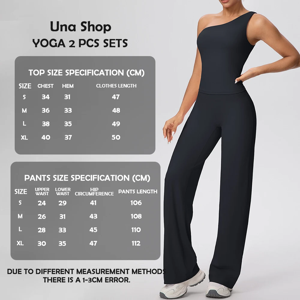 

Una-Shop, комплект из 2 предметов, жилет для йоги на одно плечо, костюмы для женщин, спортивные брюки с эффектом пуш-ап, комплекты для фитнеса, широкие брюки для тренировок, спортивная одежда