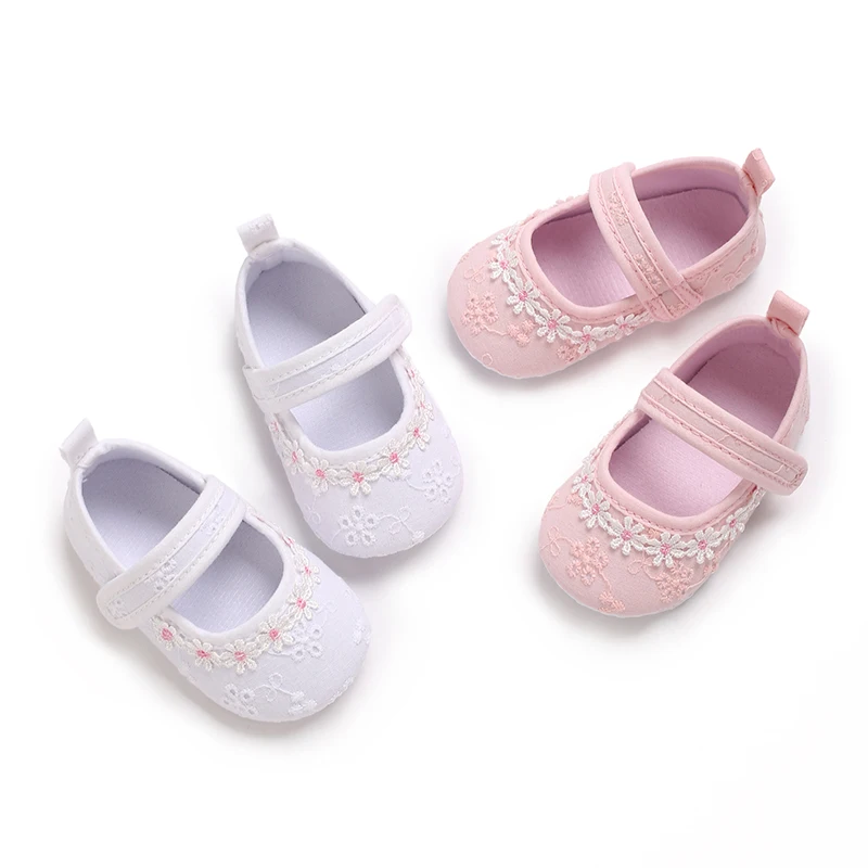 

New Flower Embroidered Girls' Princess Shoes Beautiful And Comfortable Casual Shoes 0-18 Months Baby Walking Shoes