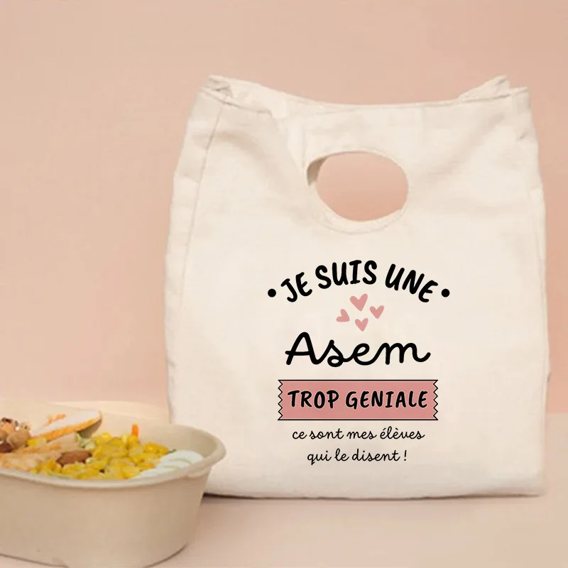 1 قطعة شكرا لك Atsem نمط الغداء حقيبة للحفاظ على البرودة المحمولة معزول بينتو حمل أكياس تخزين المواد الغذائية الحرارية المعلم ، هدية ل Atsem #4