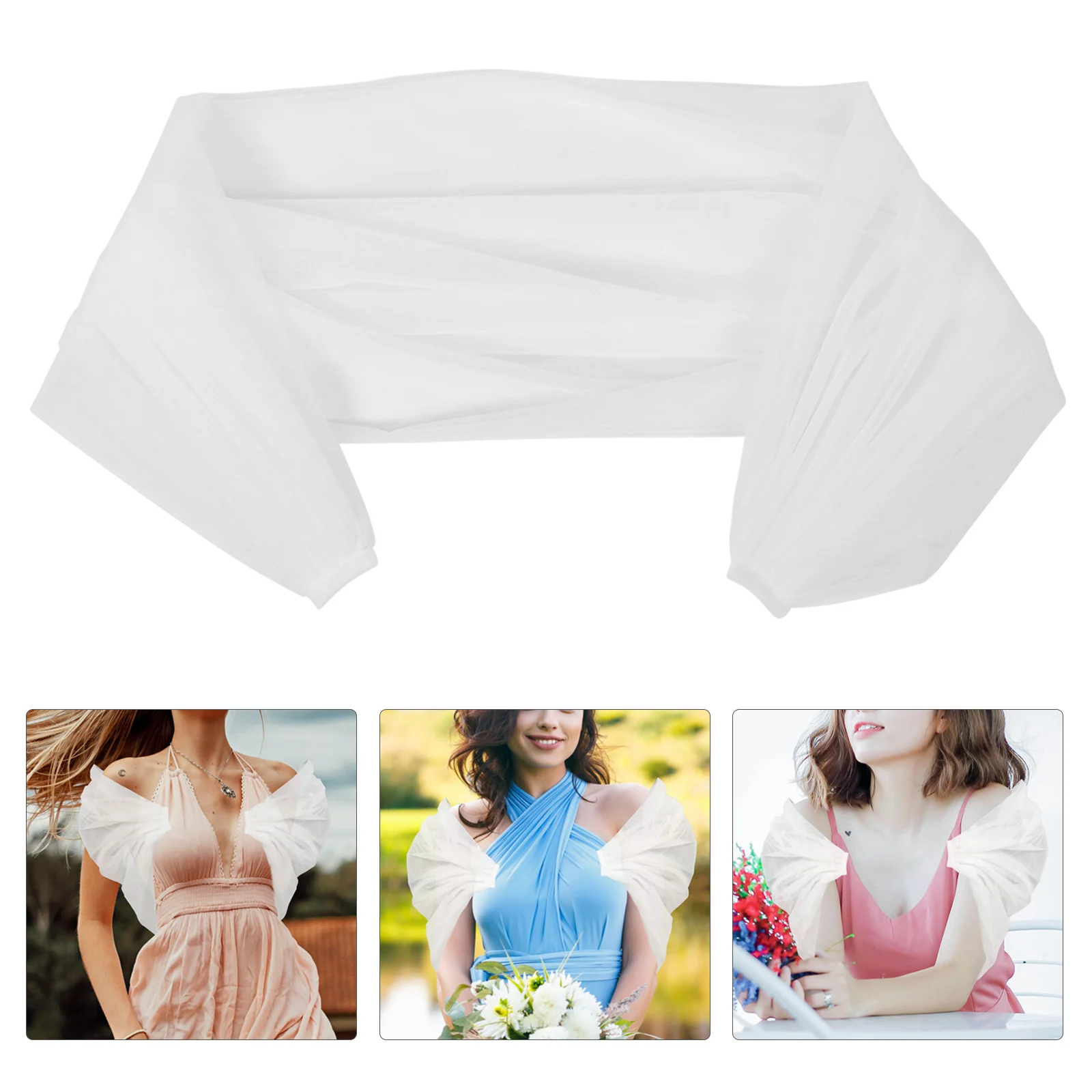 

Arm Gauze Sleeves Decorative For Dress Puff Detachable Wedding Mesh Women Supply