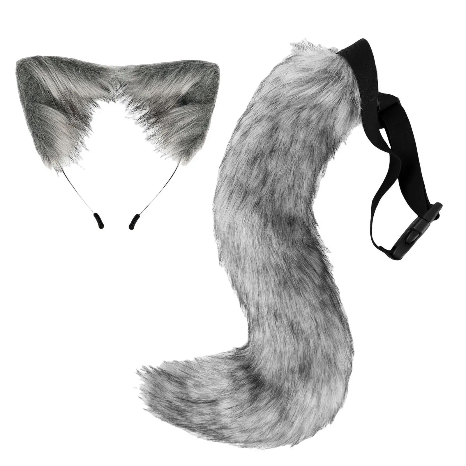 Faux Fur Long Tail Costume Dress Fox Ears Hair Hoop Performance