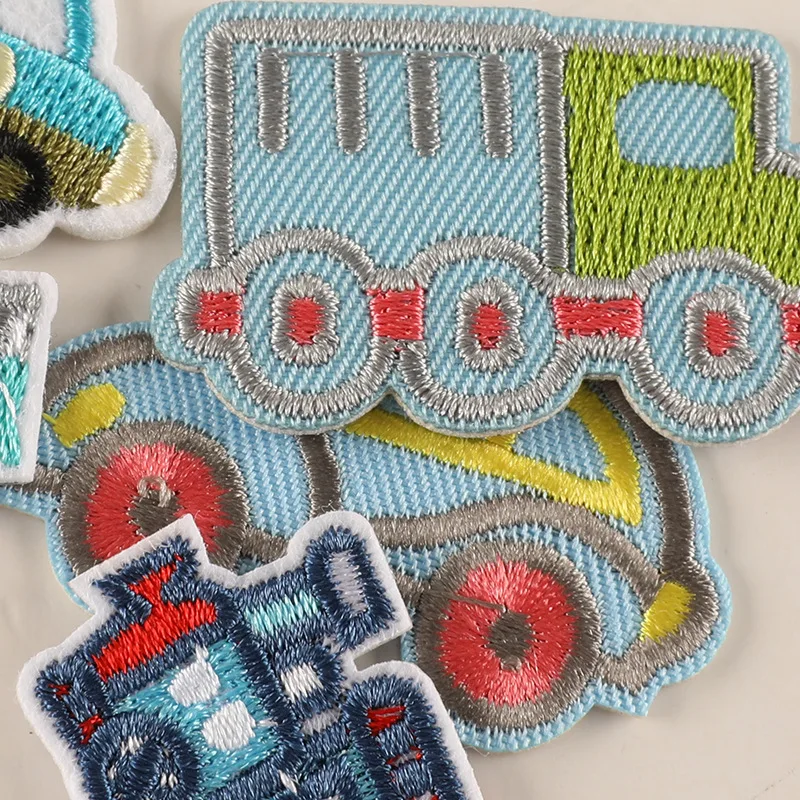 New Cute Embroidered Cartoon Car Shoes Pattern Adhesive Patch DIY Clothing Luggage Decoration Accessories