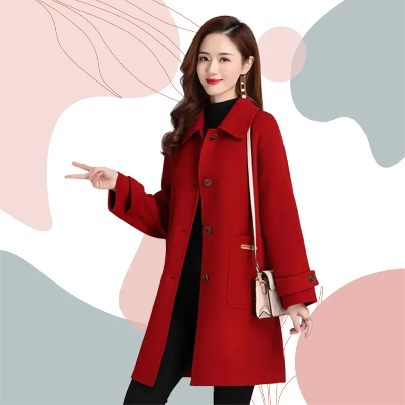 Double-Sided Wool Jacket Female Temperament Long Woolen Coat Women2024Autumn Winter New Windbreaker High-Quality Korean Overcoat