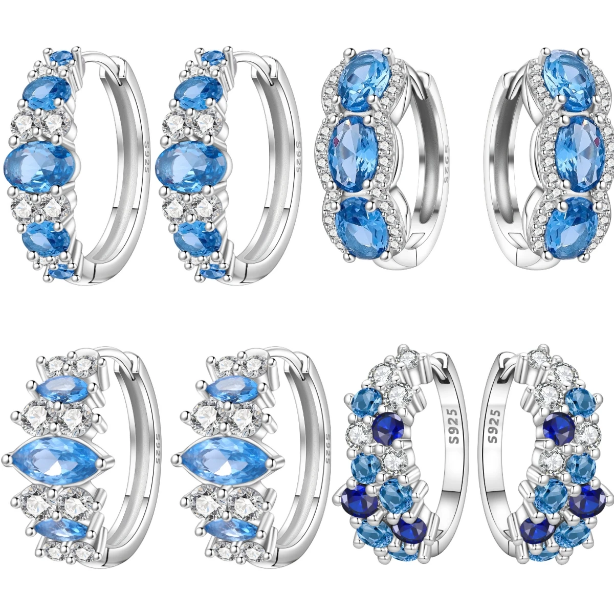 

Orstarry Original 925 Sterling Silver Blue Gradient Zircon Earrings Women Hoop Earring Anniversary Jewelry Trendy Gifts