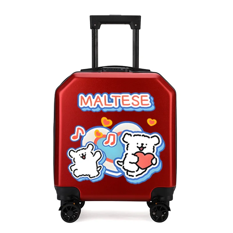 children's-travel-suitcase-pull-rod-gift-bag-small-size-18-inches-student-boarding-password-cartoon-dog-pattern-unisex